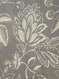 Grey &amp; Ecru Trailing Flower &amp; Leaf Linen Look Furnishing. "Amore"- Porter &amp; Stone.