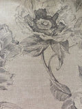 Grey Pencil sketch Flower on Cotton/Linen Hopsack. "Art of the Loom - Chatsworth"