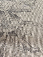 Grey Pencil sketch Flower on Cotton/Linen Hopsack. "Art of the Loom - Chatsworth"