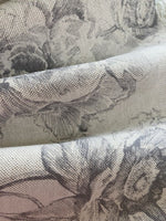 Grey Pencil sketch Flower on Cotton/Linen Hopsack. "Art of the Loom - Chatsworth"
