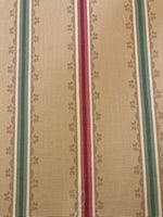 Red//Green Stripe on Panelled Cotton. Stripes running along the Fabric. " Zoffany - Florette Stripe"