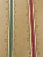 Red//Green Stripe on Panelled Cotton. Stripes running along the Fabric. " Zoffany - Florette Stripe"