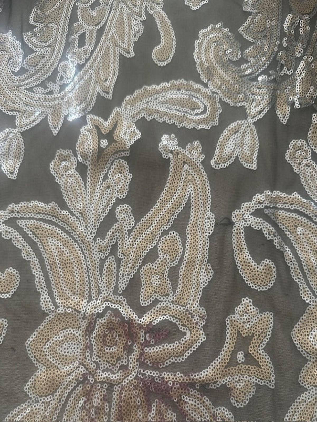 Gold/Silver Floral & Paisley Sequin on Black Mesh