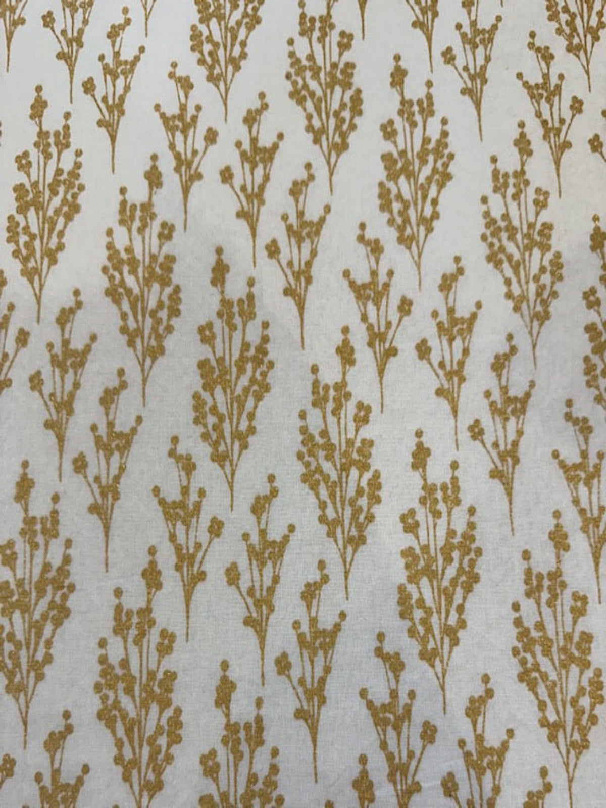 Simple Metallic Christmas Berries on Ecru Cotton