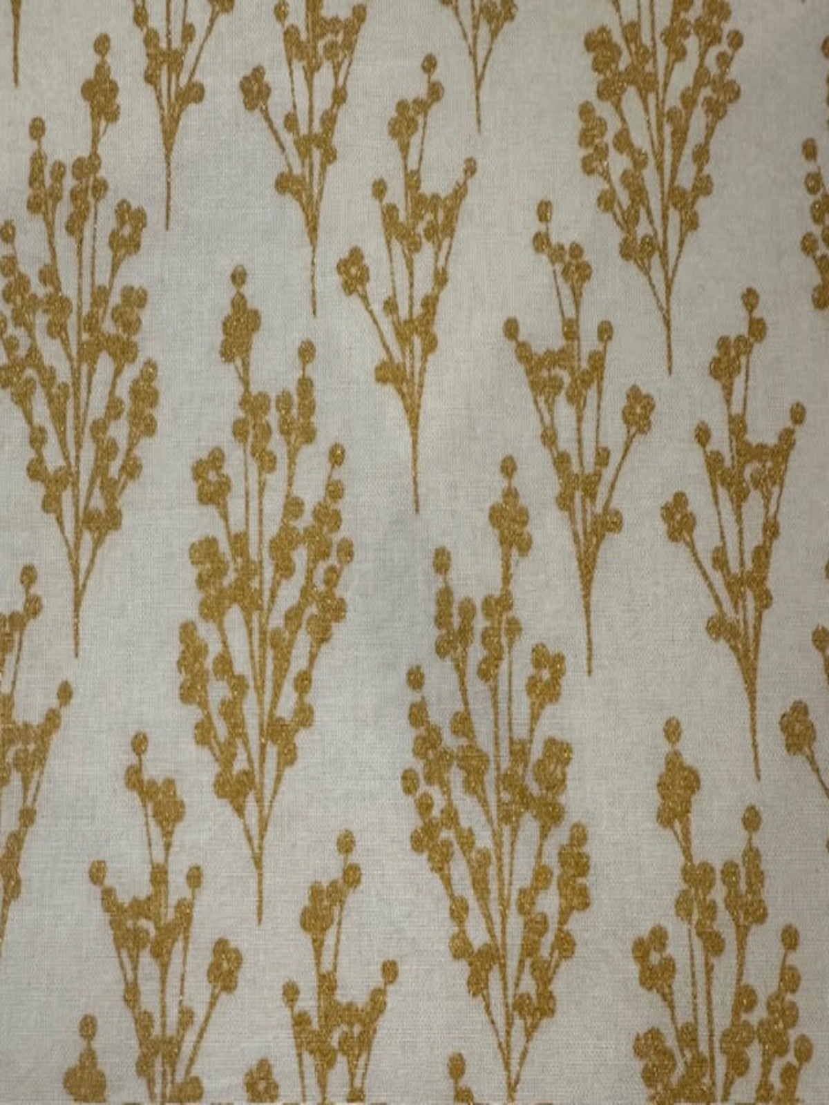 Simple Metallic Christmas Berries on Ecru Cotton