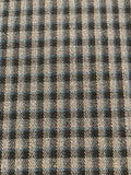 Grey/Teal Woven Mini Check with one way Stretch. Suiting Weight