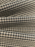 Grey/Teal Woven Mini Check with one way Stretch. Suiting Weight