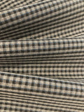 Grey/Teal Woven Mini Check with one way Stretch. Suiting Weight