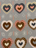 Hearts on Grey Cotton
