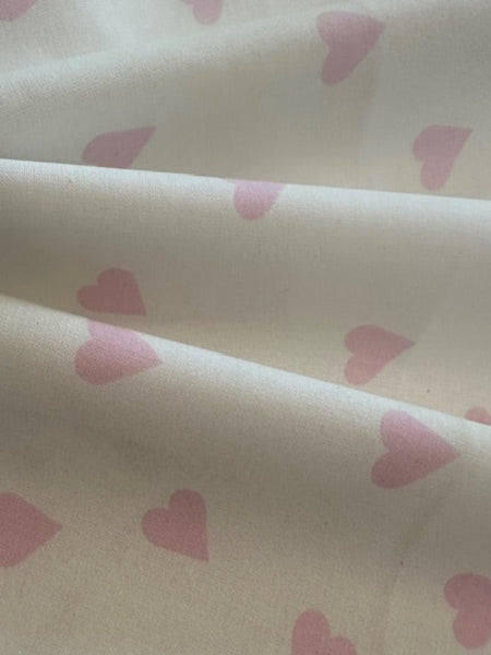 Pink Heart on Ivory Cotton