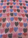 Multi Heart Print on Pink Yoryu Silk Chiffon