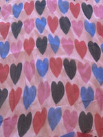 Multi Heart Print on Pink Yoryu Silk Chiffon