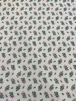 Ditsy Christmas Hollies & Red Bows on Ivory Cotton