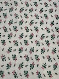 Ditsy Christmas Hollies & Red Bows on Ivory Cotton
