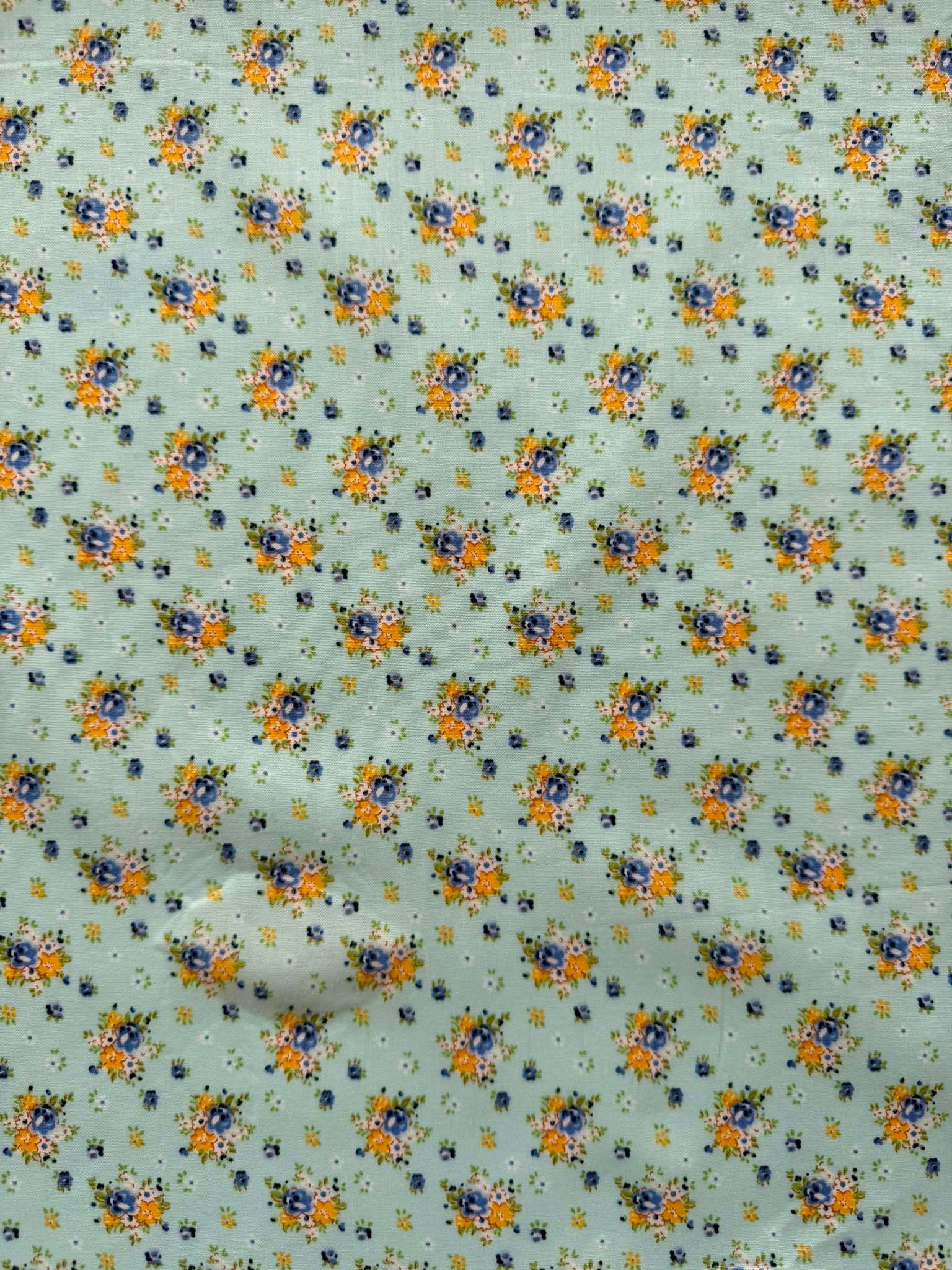Ditzy Floral Cotton Fabric on Baby Blue – 100% Cotton, 120GSM Dressmaking & Craft Fabric