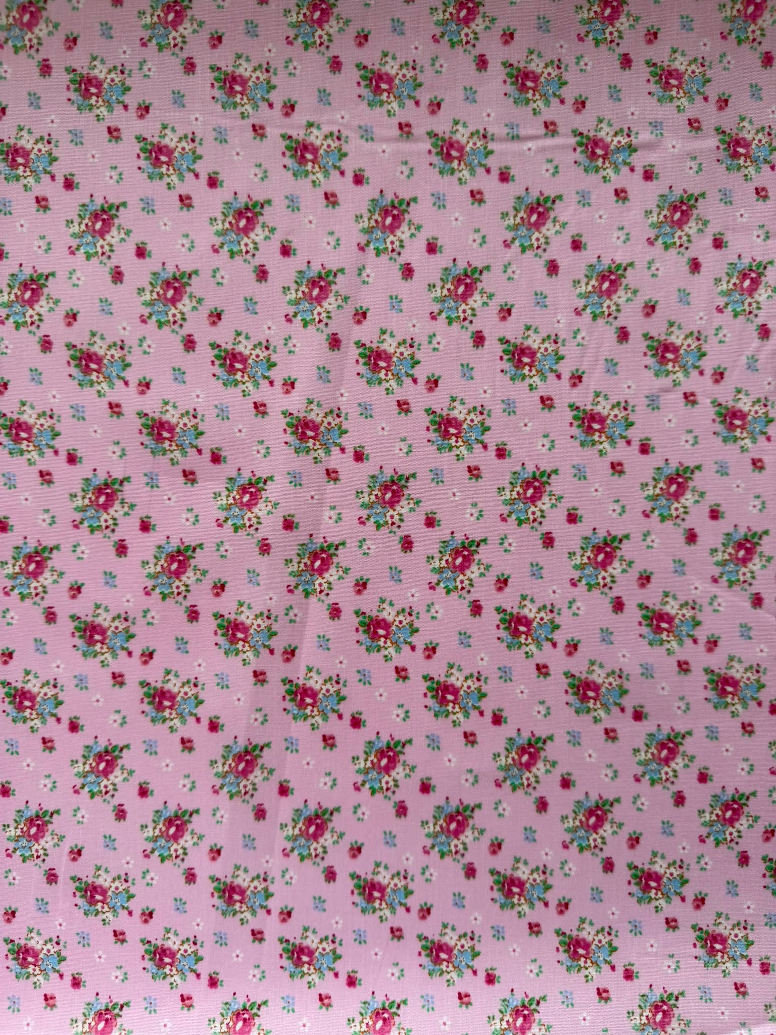 112cm Wide Ditzy Floral Cotton Fabric on Pink – 100% Cotton, Dressmaking & Craft Fabric