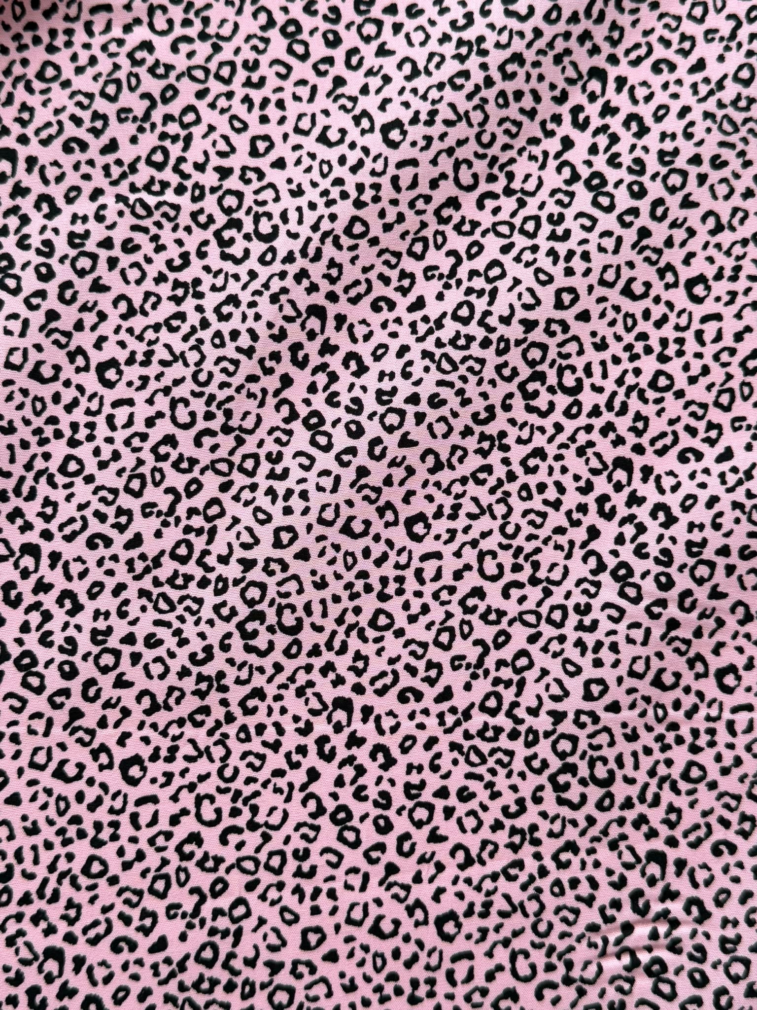 Pink & Black Leopard Print Cotton Fabric – Contemporary Animal Print | 100% Cotton | 112 cm Wide