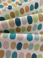 Jade/Turquoise Multi Coloured Ovals on Cotton