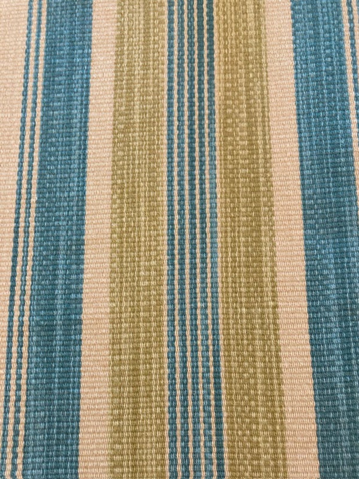 Lime/Turquoise textured Stripe. Stripes run along the fabric