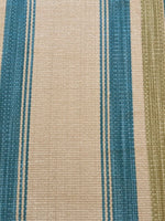 Lime/Turquoise textured Stripe. Stripes run along the fabric