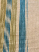 Lime/Turquoise textured Stripe. Stripes run along the fabric