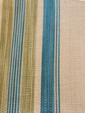 Lime/Turquoise textured Stripe. Stripes run along the fabric