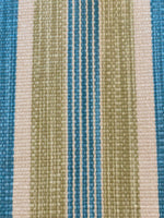 Lime/Turquoise textured Stripe. Stripes run along the fabric