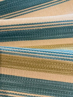 Lime/Turquoise textured Stripe. Stripes run along the fabric