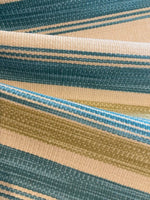 Lime/Turquoise textured Stripe. Stripes run along the fabric