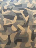 Geometric Camouflage Dark Brown Print on Khaki Cotton