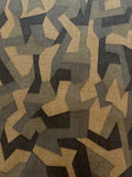 Geometric Camouflage Dark Brown Print on Khaki Cotton