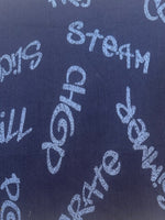 Blue Kitchen Themed Print on Cotton Drill