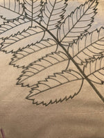 Leaf Embroidery on Pastel with Satin Back. Silk Mix