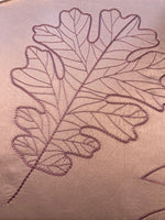 Leaf Embroidery on Pastel with Satin Back. Silk Mix