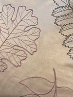 Leaf Embroidery on Pastel with Satin Back. Silk Mix