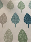 Shades of Green Tree & Leaf on Cotton Furnishing