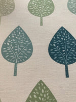 Shades of Green Tree & Leaf on Cotton Furnishing