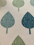 Shades of Green Tree & Leaf on Cotton Furnishing