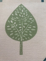 Shades of Green Tree & Leaf on Cotton Furnishing