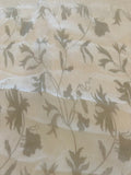 Moss Green Leaf Print on Cream Yoryu Silk Chiffon