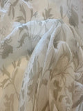 Moss Green Leaf Print on Cream Yoryu Silk Chiffon