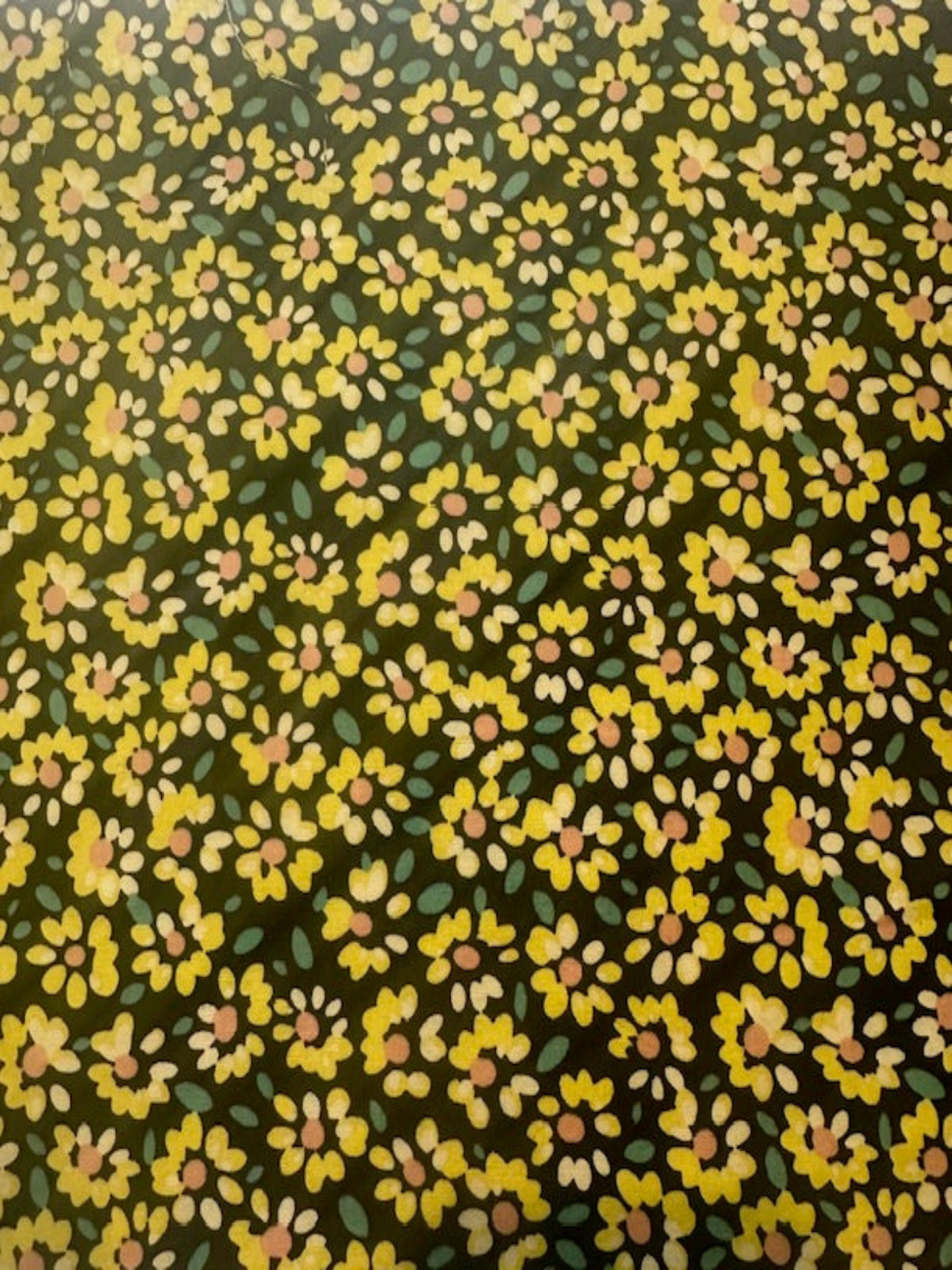Lemon Floral on Black Cotton Poplin