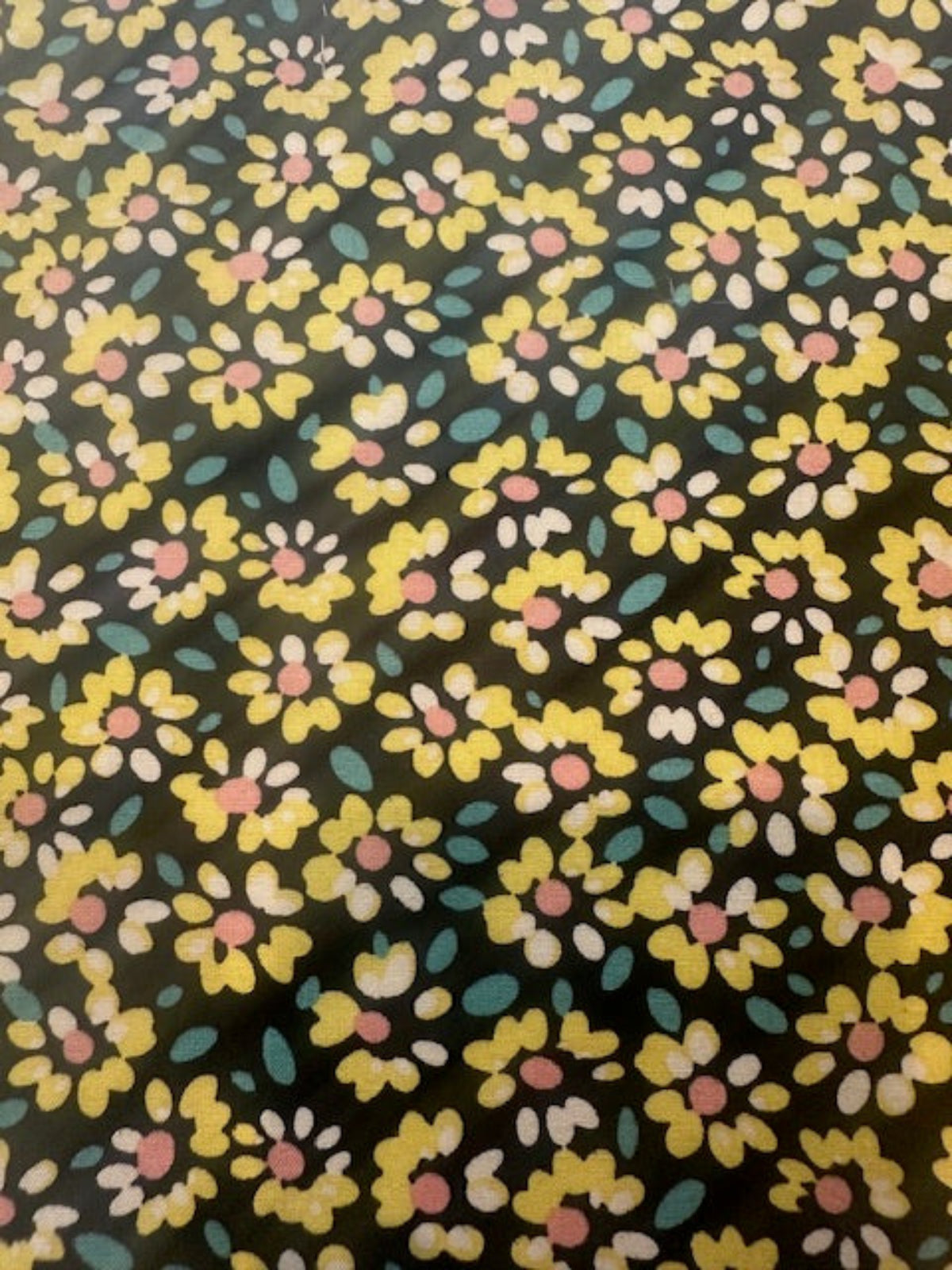 Lemon Floral on Black Cotton Poplin