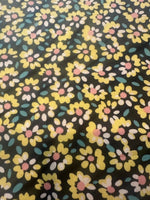 Lemon Floral on Black Cotton Poplin
