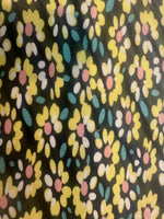 Lemon Floral on Black Cotton Poplin
