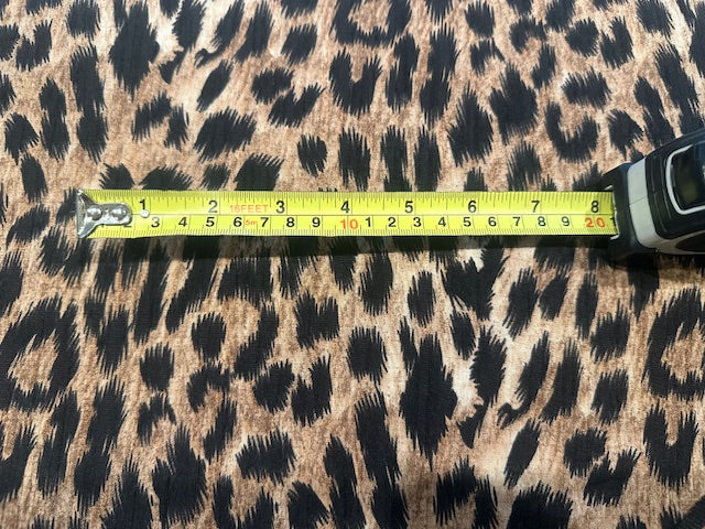 Brushstroke Effect Brown Crepe Leopard Print