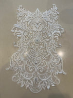 Ivory Embroidered Beaded & Sequined Large Placement Applique 50cm Long
