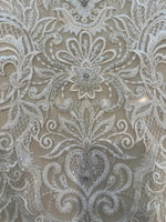 Ivory Embroidered Beaded & Sequined Large Placement Applique 50cm Long