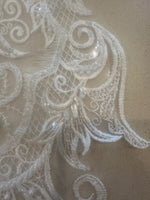 Ivory Embroidered Beaded & Sequined Large Placement Applique 50cm Long