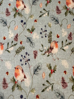 Christmas feathered Foliage Berry Perch on Cotton " Susan Wheeler"